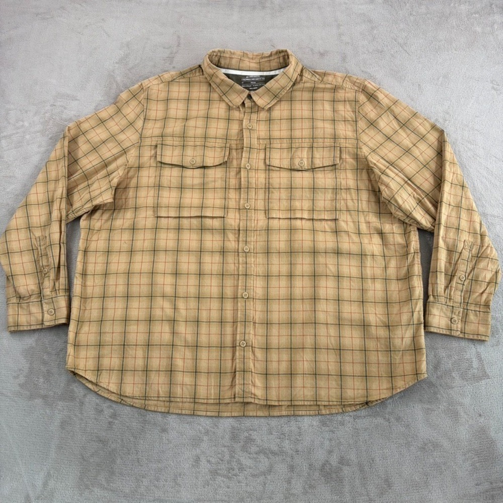 REI Co-op Wallace Lake Flannel Shirt in Beige Plaid Men 3XL Long Sleeve Hike
